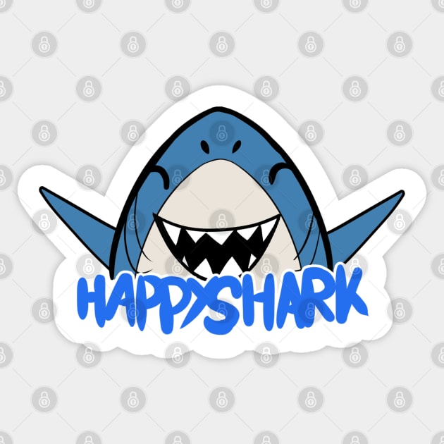 Happy Shark Sticker by WiliamGlowing